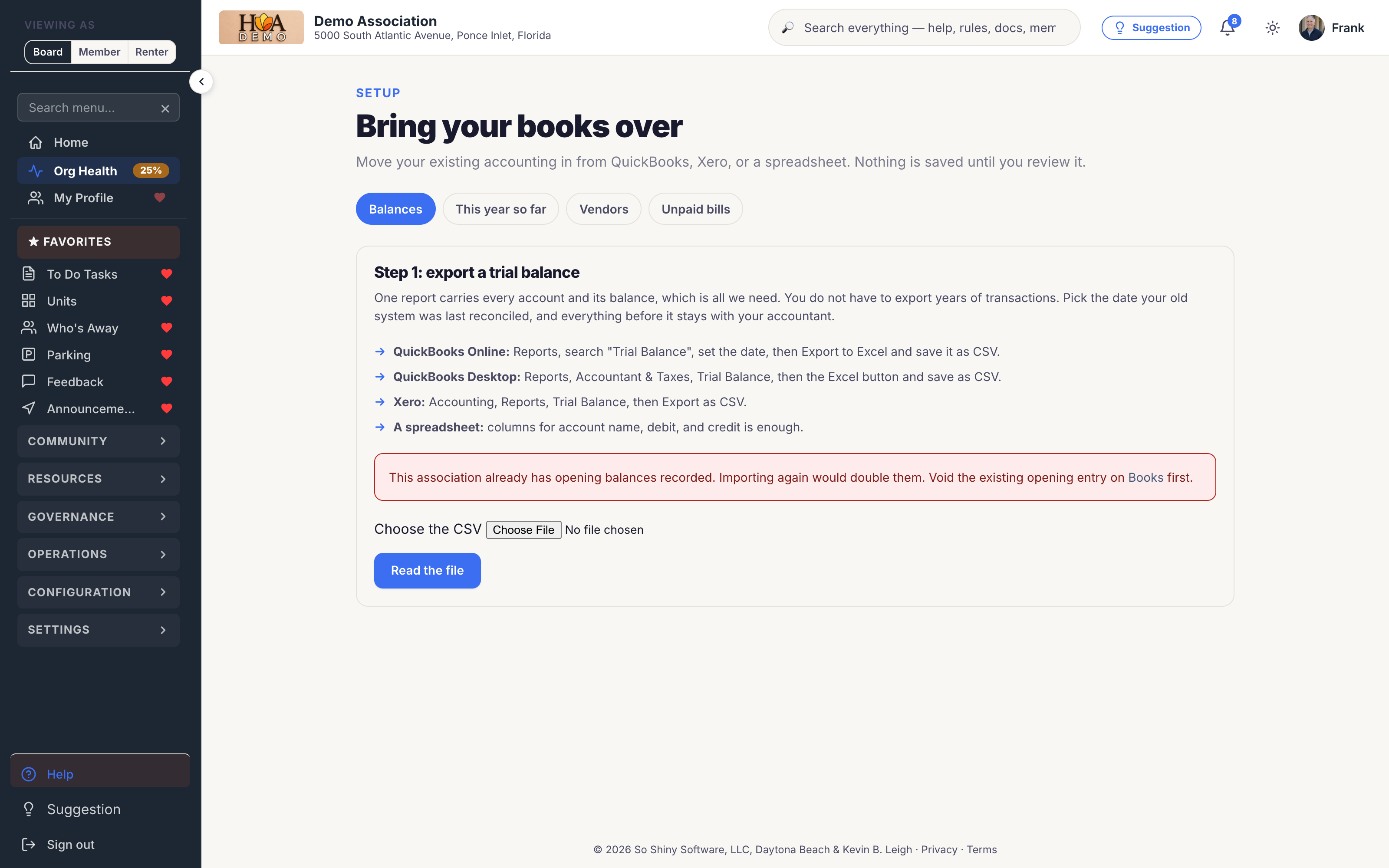 The guided QuickBooks import in SoShiny