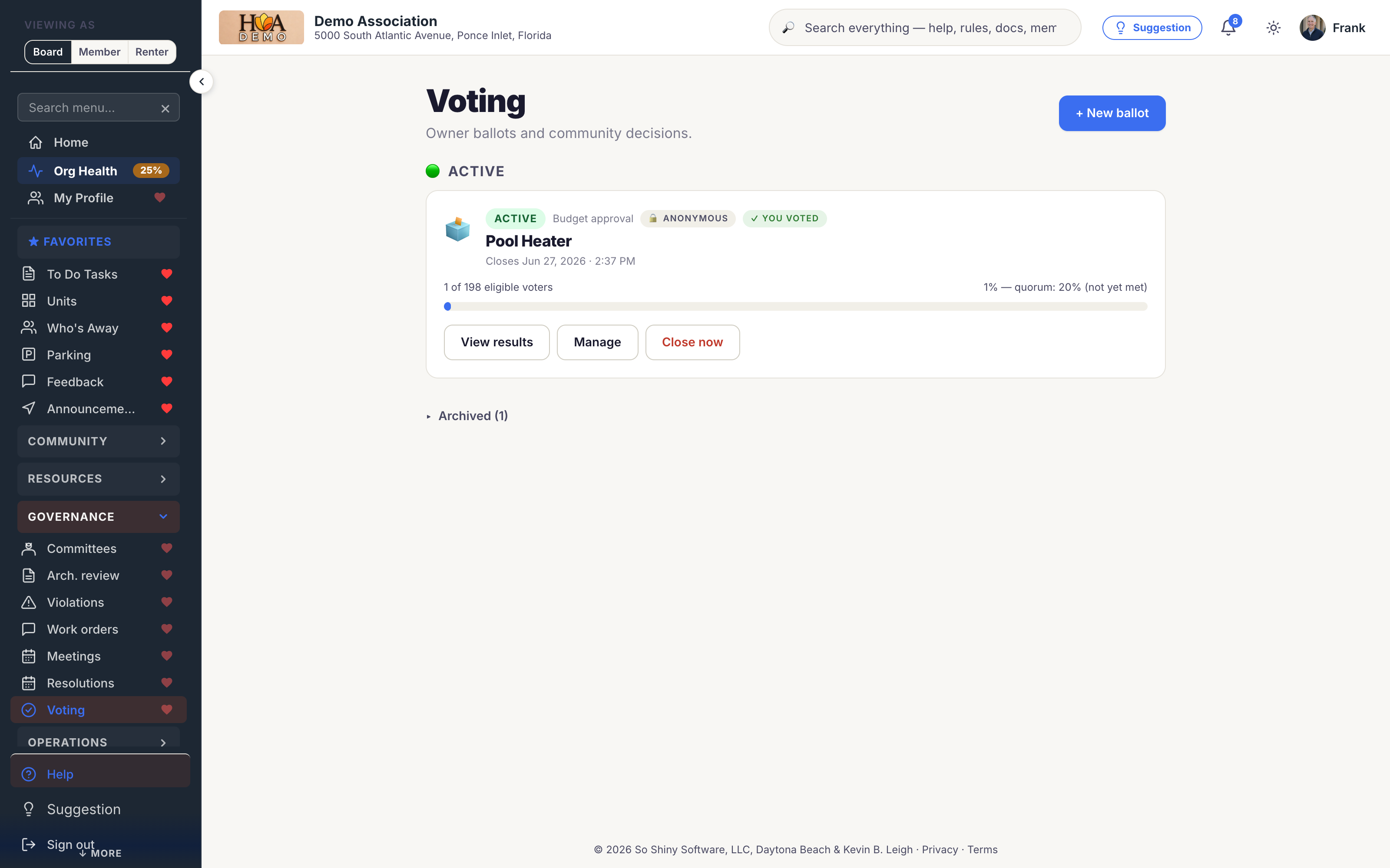 Online voting and ballots in SoShiny