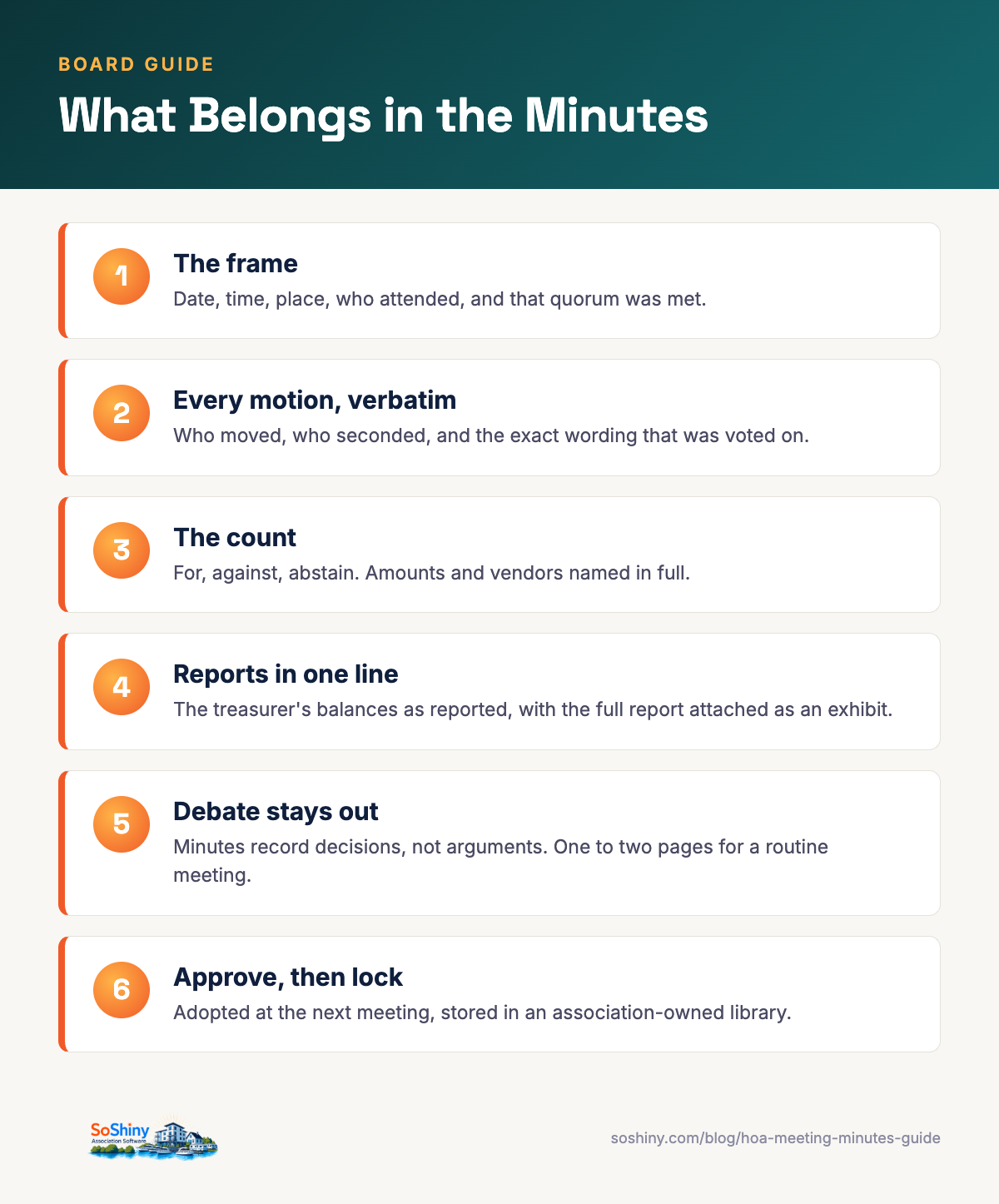 Infographic: what belongs in HOA meeting minutes
